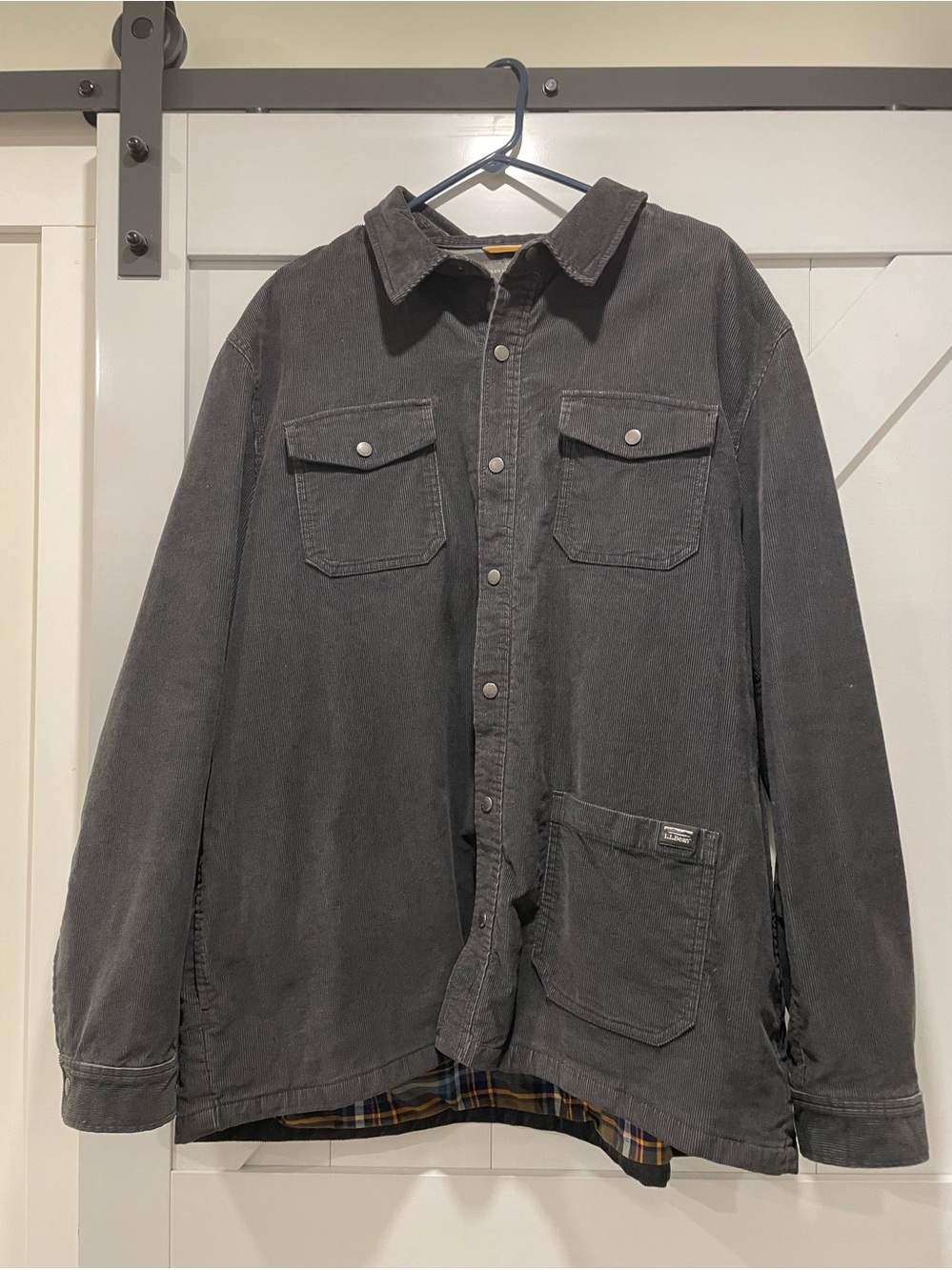 L.L. Bean Signature Men's Dark Gray Corduroy Shirt Jacket XXl